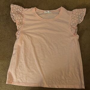 Eyelet sleeves T-shirt
